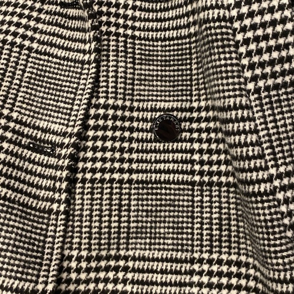 Elie Tahari / Wool Blend Black White Houndstooth plaid  double breasted coat XS - Picture 7 of 9